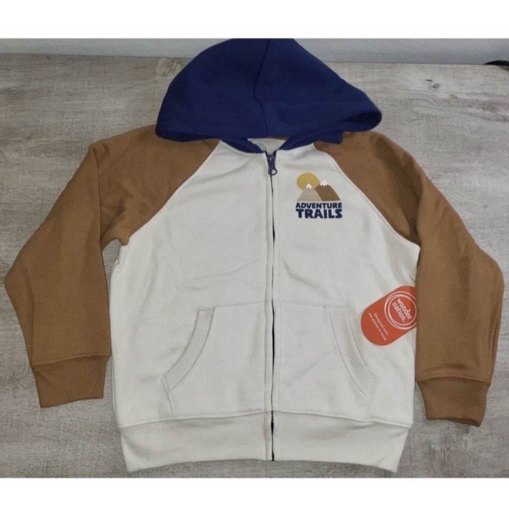 Wonder Nation Adventure Trails Awaits Boy's Hooded Full Zip Sweatshirt Sz 6 NWT